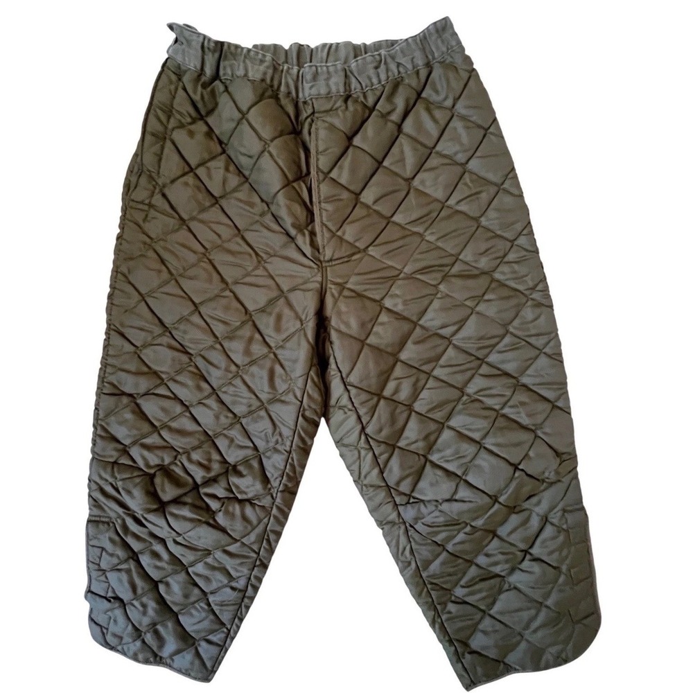 Vintage 1973 Belgian Military Quilted Thermal Liner Pants Olive Green 82-80 KL